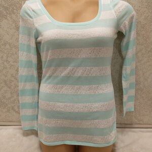 Express Mint and White Striped Blouse